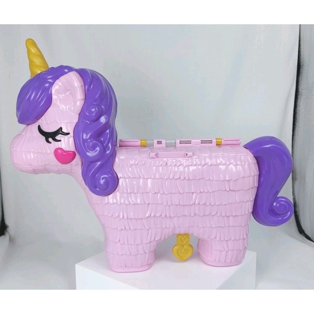 Polly Pocket 2019 Mattel 2n1 Unicorn Party Playset 5 Accessories